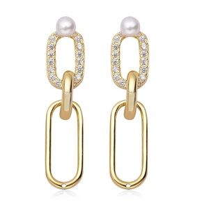 Freshwater Pearl and
Simulated Diamond Interchangeable Vermeil Earrings 🆕